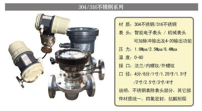 橢圓齒輪流量計內螺紋型不銹鋼材質